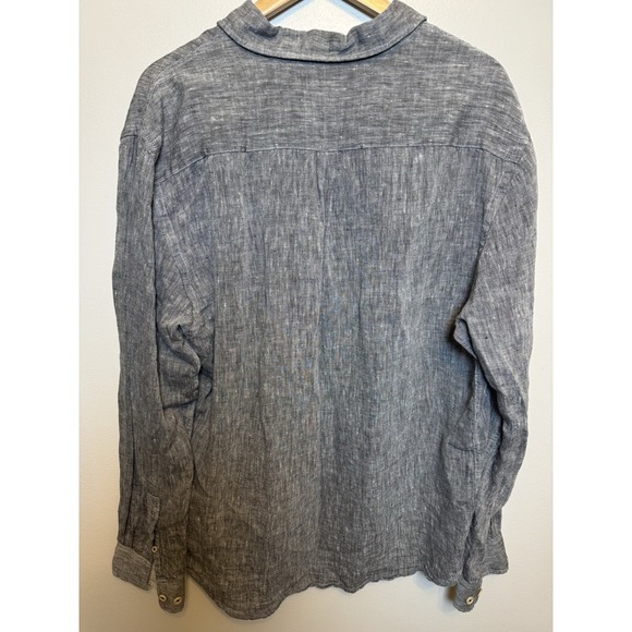 Report Collection Resort Linen Button Up Long Sleeve Shirt Casual Mens L Gray - Picture 3 of 11